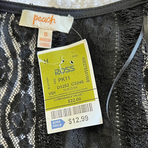 Peach NWT Women’s Black Lace Tie-Front Cardigan Size Small - Picture 4 of 6